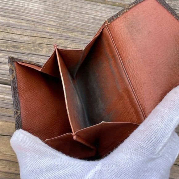 Vintage Louis Vuitton Wallet Bi Fold Brown Leather Designer Logo Purse Made in F - Picture 8 of 11